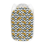Zigzag Pizza Pattern Print Mesh Laundry Hamper