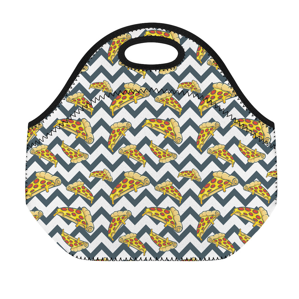 Zigzag Pizza Pattern Print Neoprene Lunch Bag