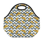 Zigzag Pizza Pattern Print Neoprene Lunch Bag