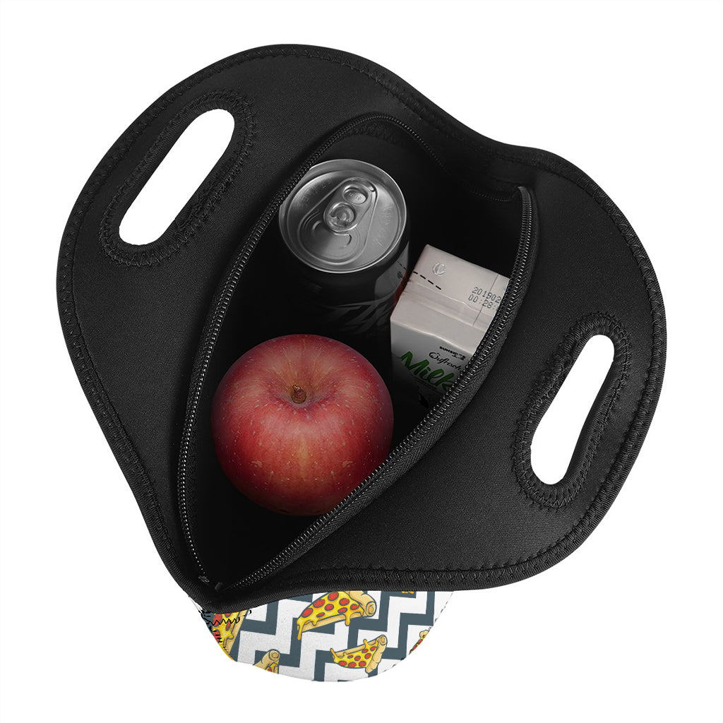 Zigzag Pizza Pattern Print Neoprene Lunch Bag