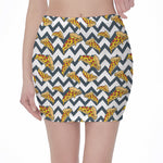 Zigzag Pizza Pattern Print Pencil Mini Skirt