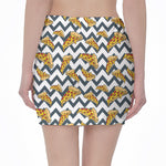 Zigzag Pizza Pattern Print Pencil Mini Skirt