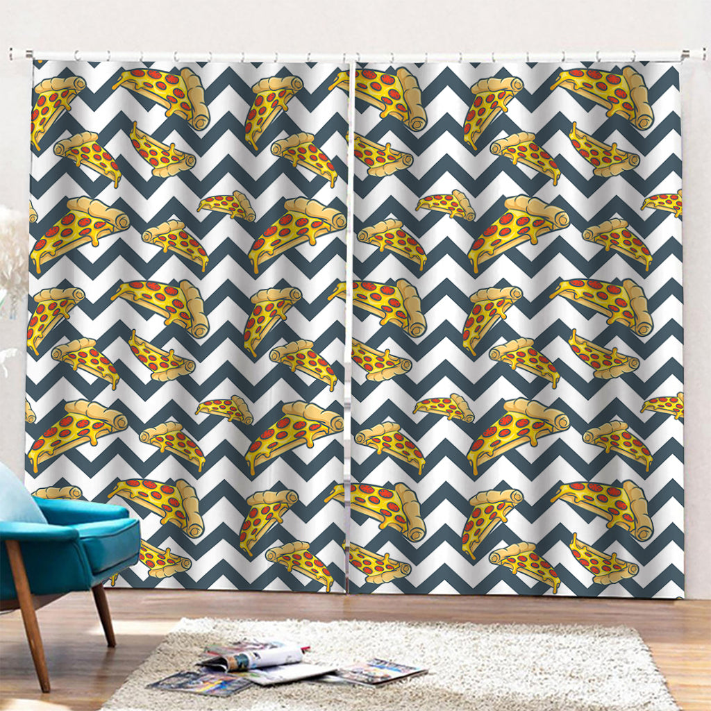 Zigzag Pizza Pattern Print Pencil Pleat Curtains