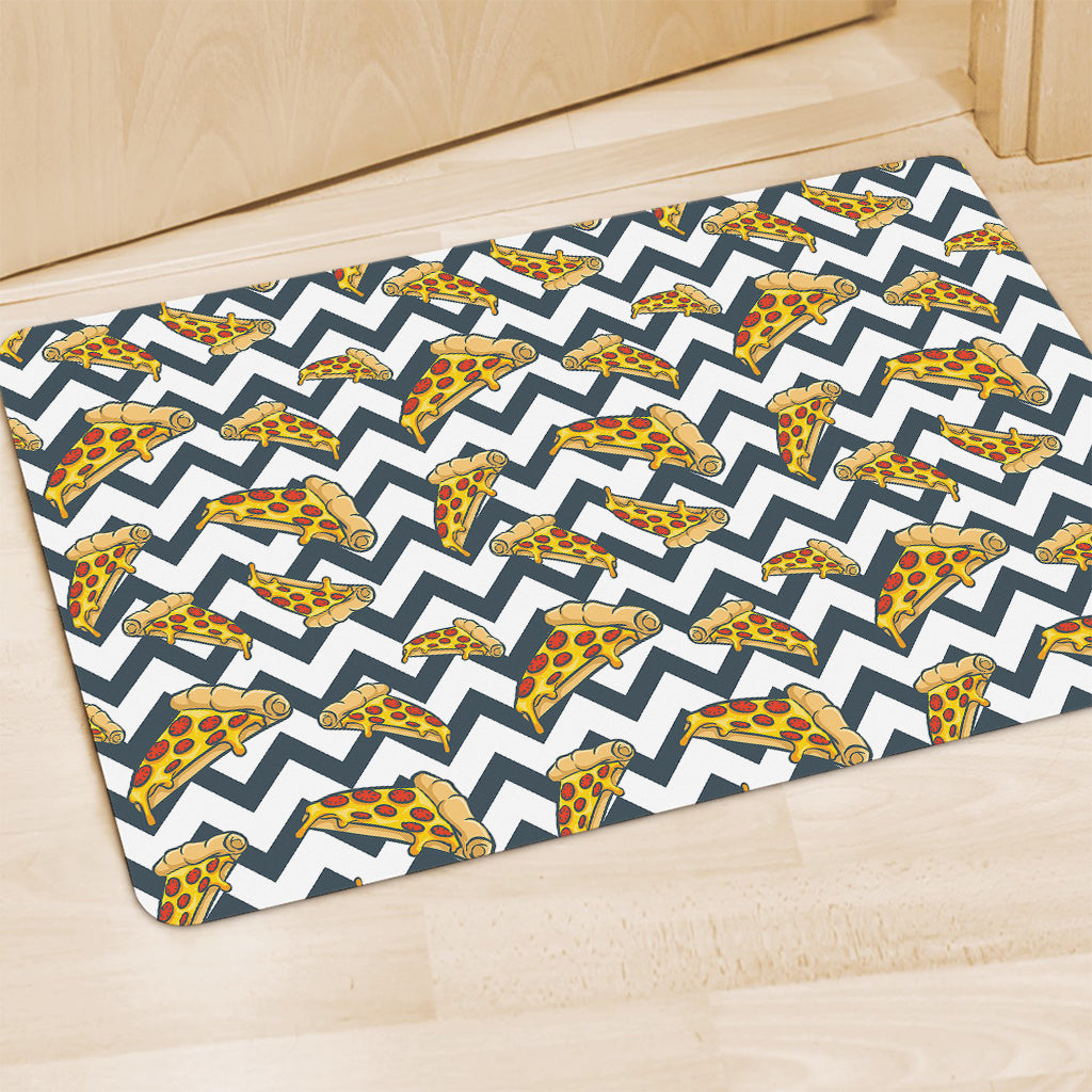 Zigzag Pizza Pattern Print Polyester Doormat
