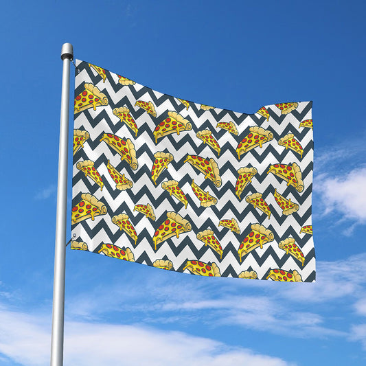 Zigzag Pizza Pattern Print Polyester Flag
