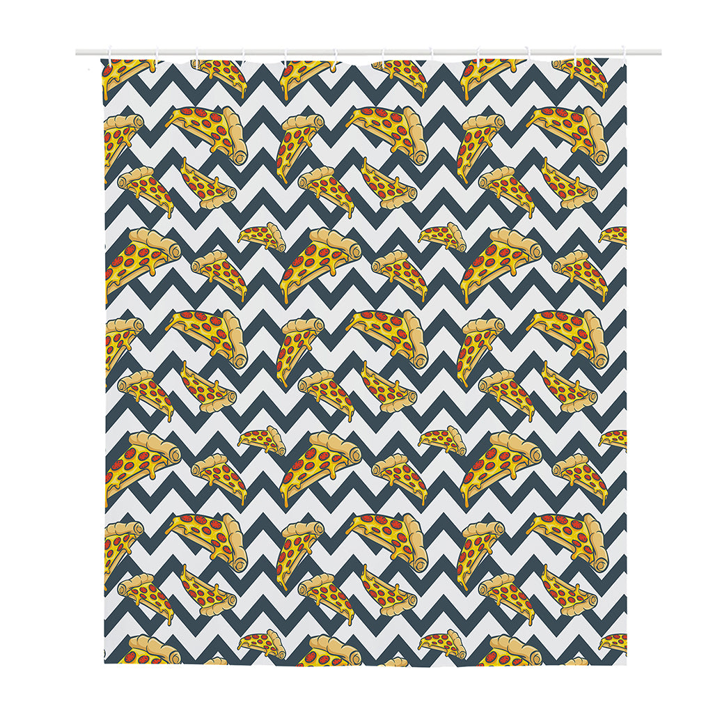 Zigzag Pizza Pattern Print Polyester Shower Curtain