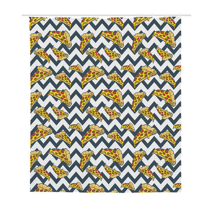 Zigzag Pizza Pattern Print Polyester Shower Curtain
