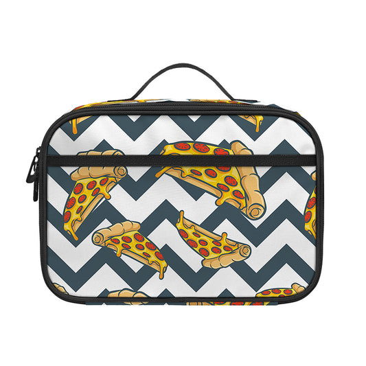 Zigzag Pizza Pattern Print Portable Lunch Bag