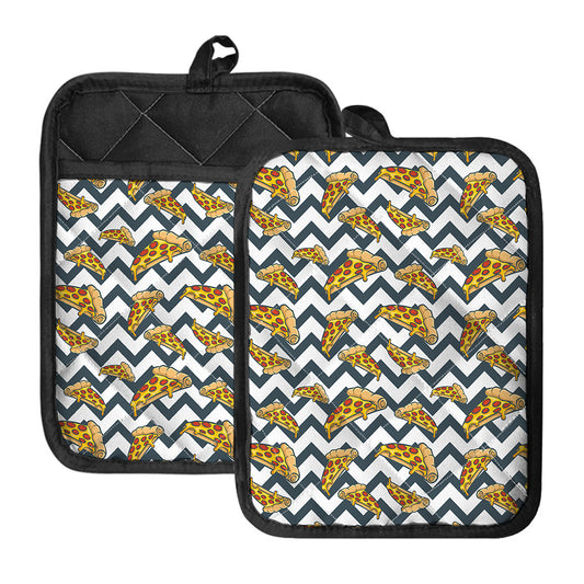 Zigzag Pizza Pattern Print Pot Holders With Pocket