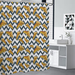 Zigzag Pizza Pattern Print Premium Shower Curtain