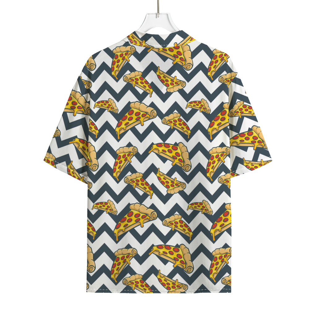 Zigzag Pizza Pattern Print Rayon Hawaiian Shirt