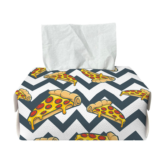 Zigzag Pizza Pattern Print Rectangle Tissue Box Cover