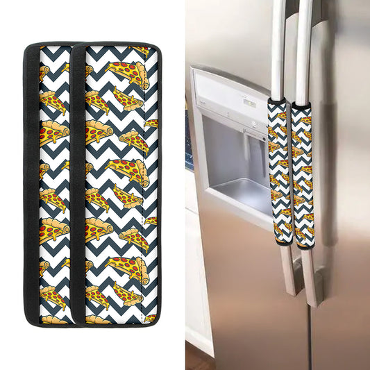Zigzag Pizza Pattern Print Refrigerator Handle Covers