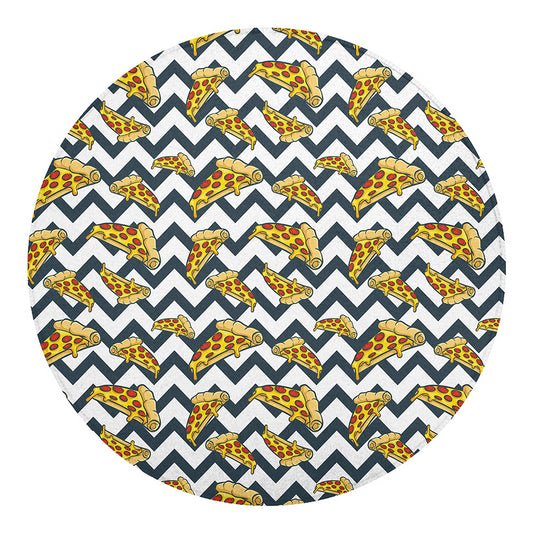 Zigzag Pizza Pattern Print Round Blanket