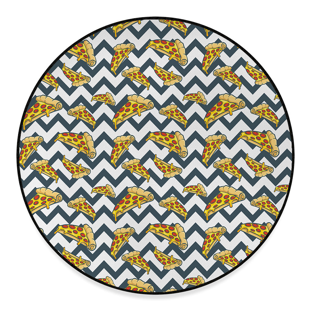 Zigzag Pizza Pattern Print Round Floor Mat