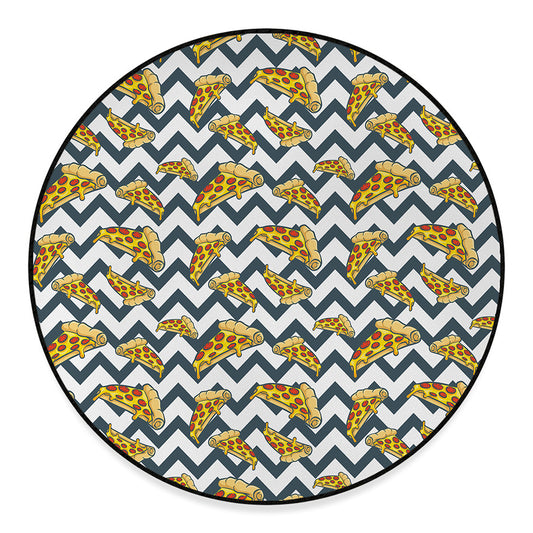 Zigzag Pizza Pattern Print Round Floor Mat