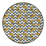 Zigzag Pizza Pattern Print Round Floor Mat