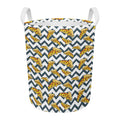 Zigzag Pizza Pattern Print Round Laundry Basket