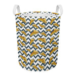 Zigzag Pizza Pattern Print Round Laundry Basket