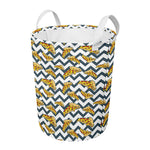 Zigzag Pizza Pattern Print Round Laundry Basket