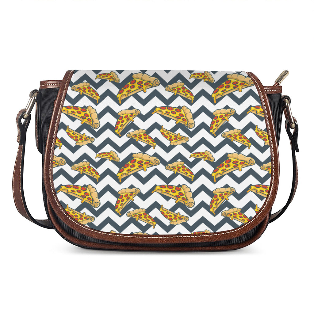 Zigzag Pizza Pattern Print Saddle Bag