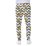 Zigzag Pizza Pattern Print Scuba Joggers