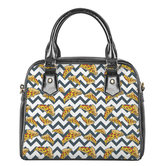 Zigzag Pizza Pattern Print Shoulder Handbag