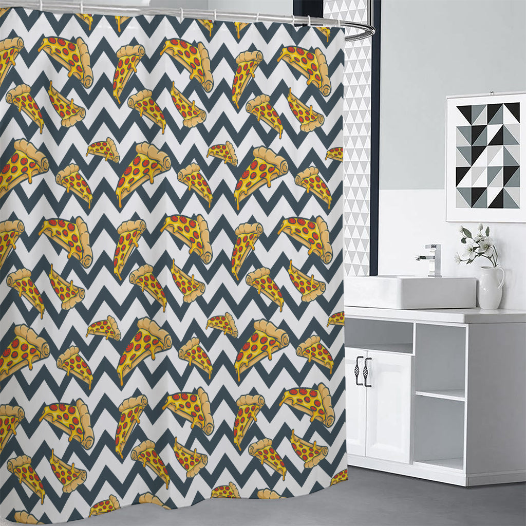 Zigzag Pizza Pattern Print Shower Curtain