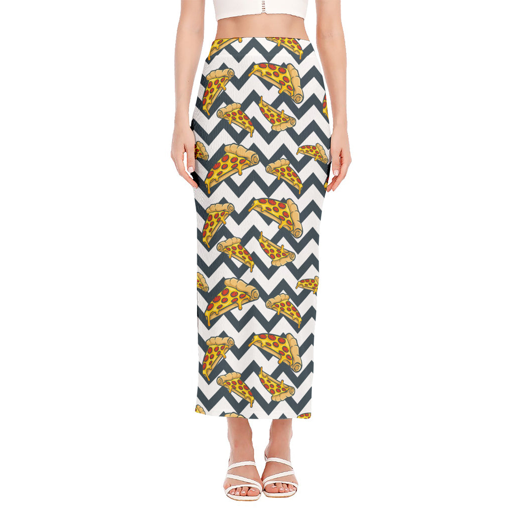 Zigzag Pizza Pattern Print Side Slit Maxi Skirt