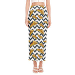 Zigzag Pizza Pattern Print Side Slit Maxi Skirt