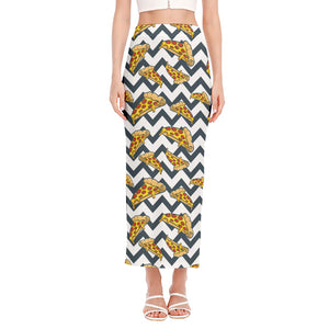 Zigzag Pizza Pattern Print Side Slit Maxi Skirt