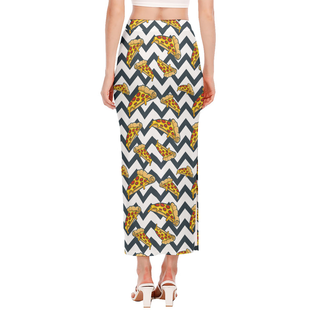 Zigzag Pizza Pattern Print Side Slit Maxi Skirt