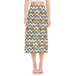 Zigzag Pizza Pattern Print Side Slit Midi Skirt