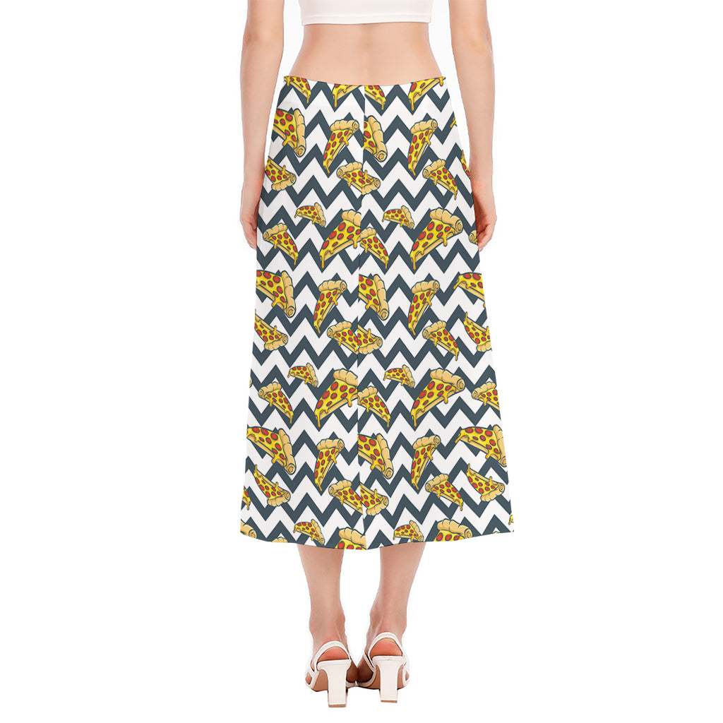 Zigzag Pizza Pattern Print Side Slit Midi Skirt