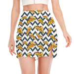 Zigzag Pizza Pattern Print Side Slit Mini Skirt