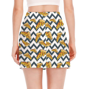 Zigzag Pizza Pattern Print Side Slit Mini Skirt