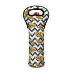 Zigzag Pizza Pattern Print Single Neoprene Wine Tote