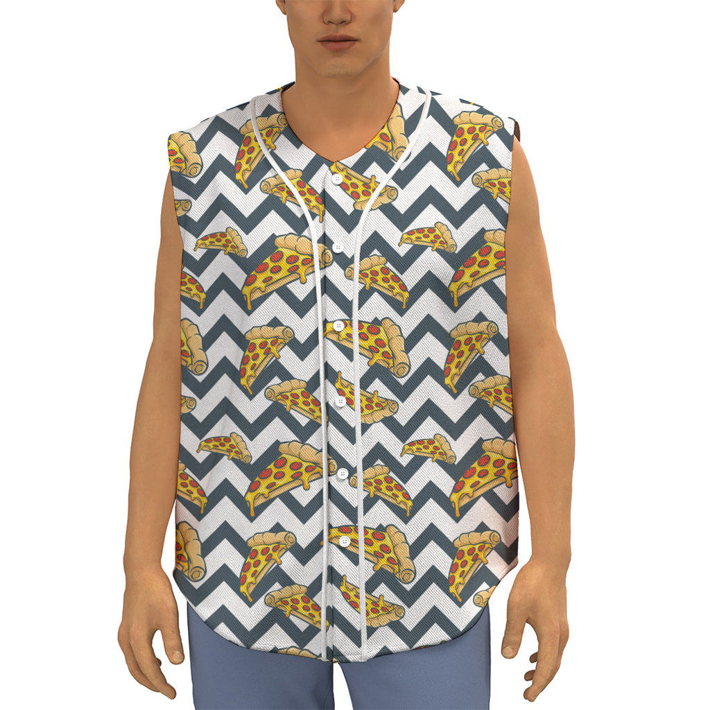 Zigzag Pizza Pattern Print Sleeveless Baseball Jersey