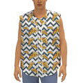 Zigzag Pizza Pattern Print Sleeveless Baseball Jersey