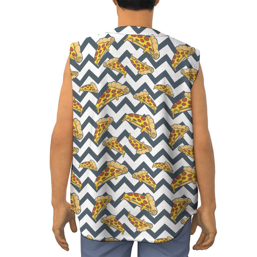 Zigzag Pizza Pattern Print Sleeveless Baseball Jersey