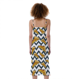 Zigzag Pizza Pattern Print Slim Fit Midi Cami Dress