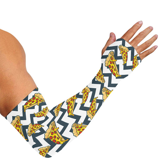 Zigzag Pizza Pattern Print Sun Protection Arm Sleeves