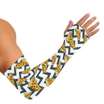 Zigzag Pizza Pattern Print Sun Protection Arm Sleeves