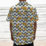 Zigzag Pizza Pattern Print Textured Short Sleeve Shirt