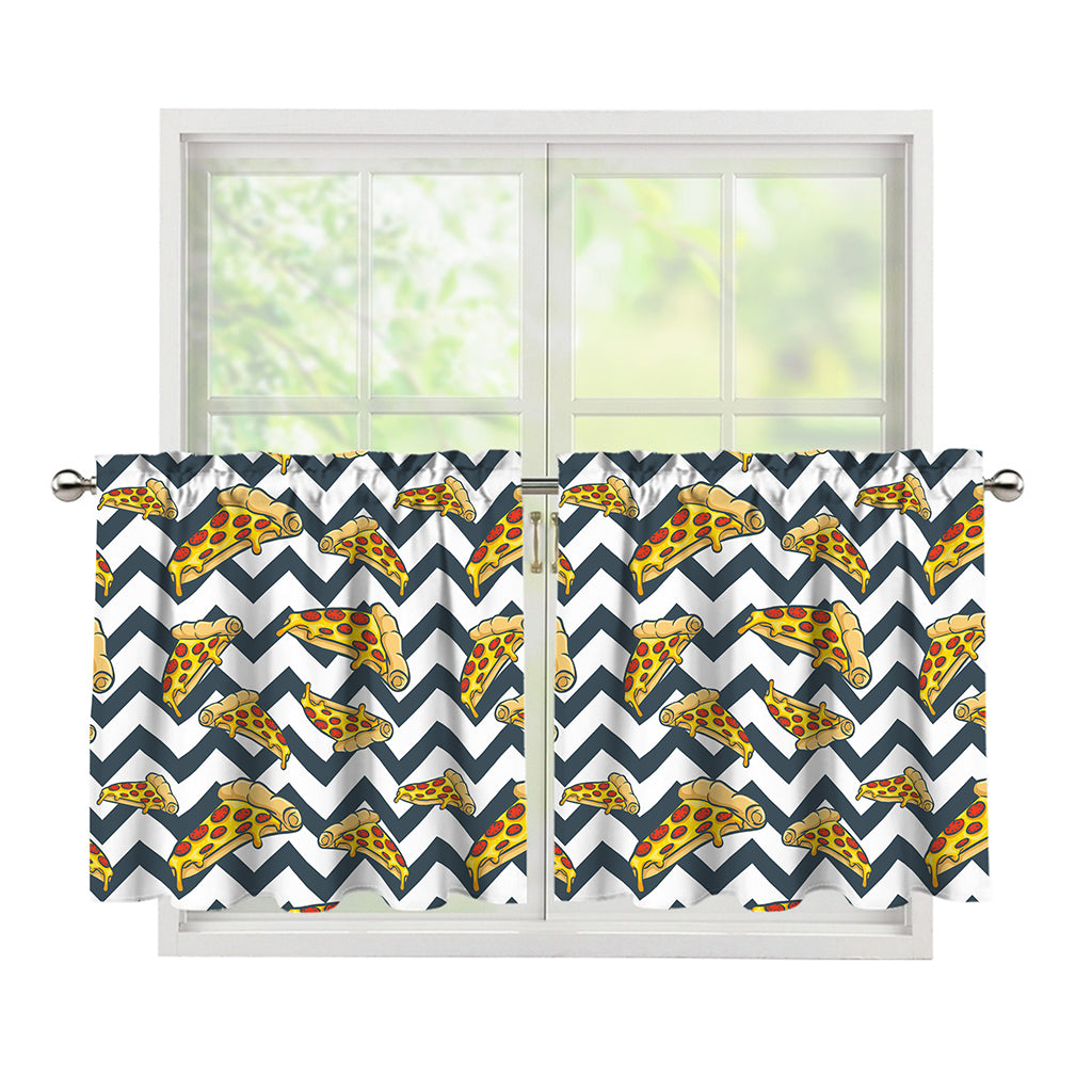 Zigzag Pizza Pattern Print Tier Curtains