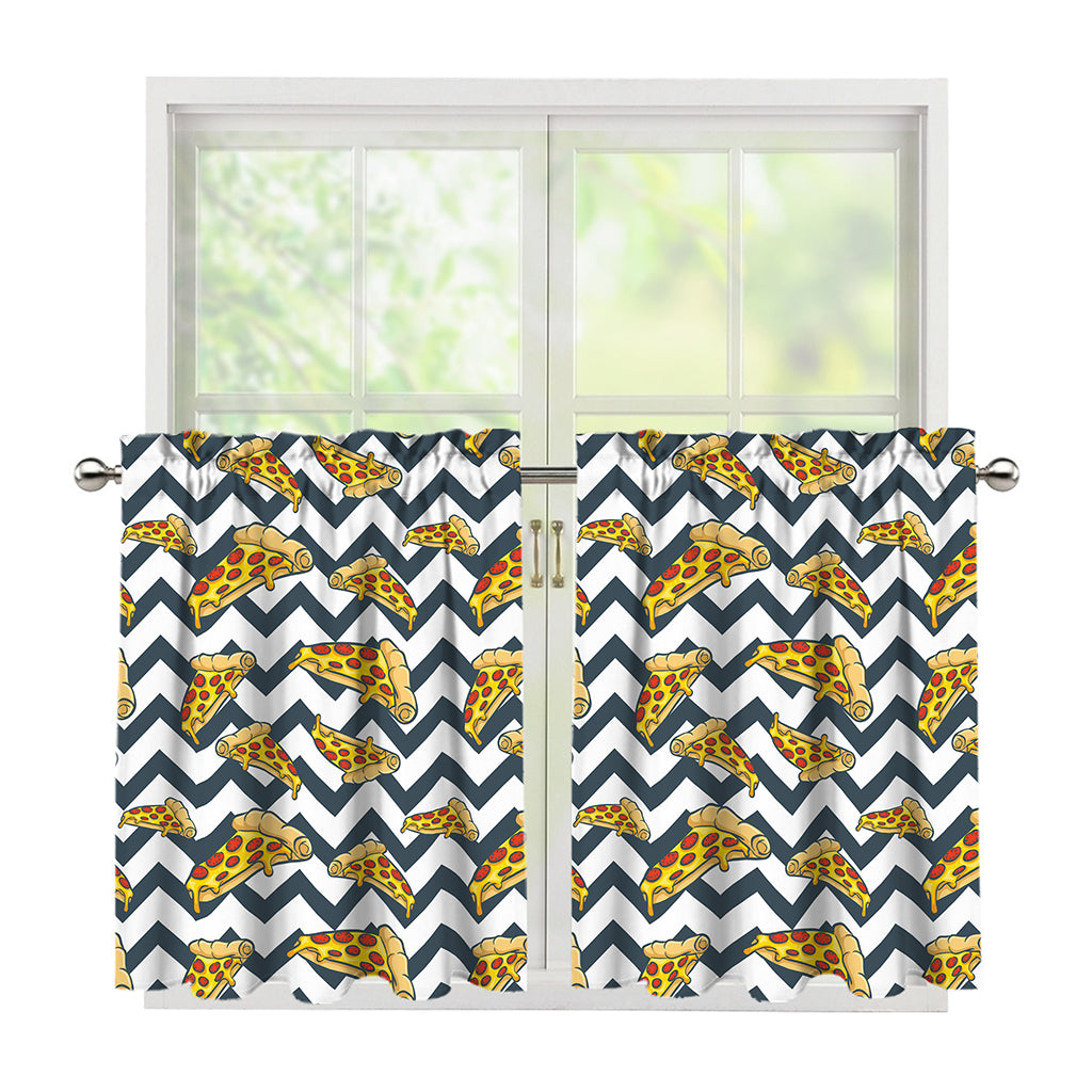 Zigzag Pizza Pattern Print Tier Curtains