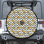 Zigzag Pizza Pattern Print Tire Cover With Camera Hole