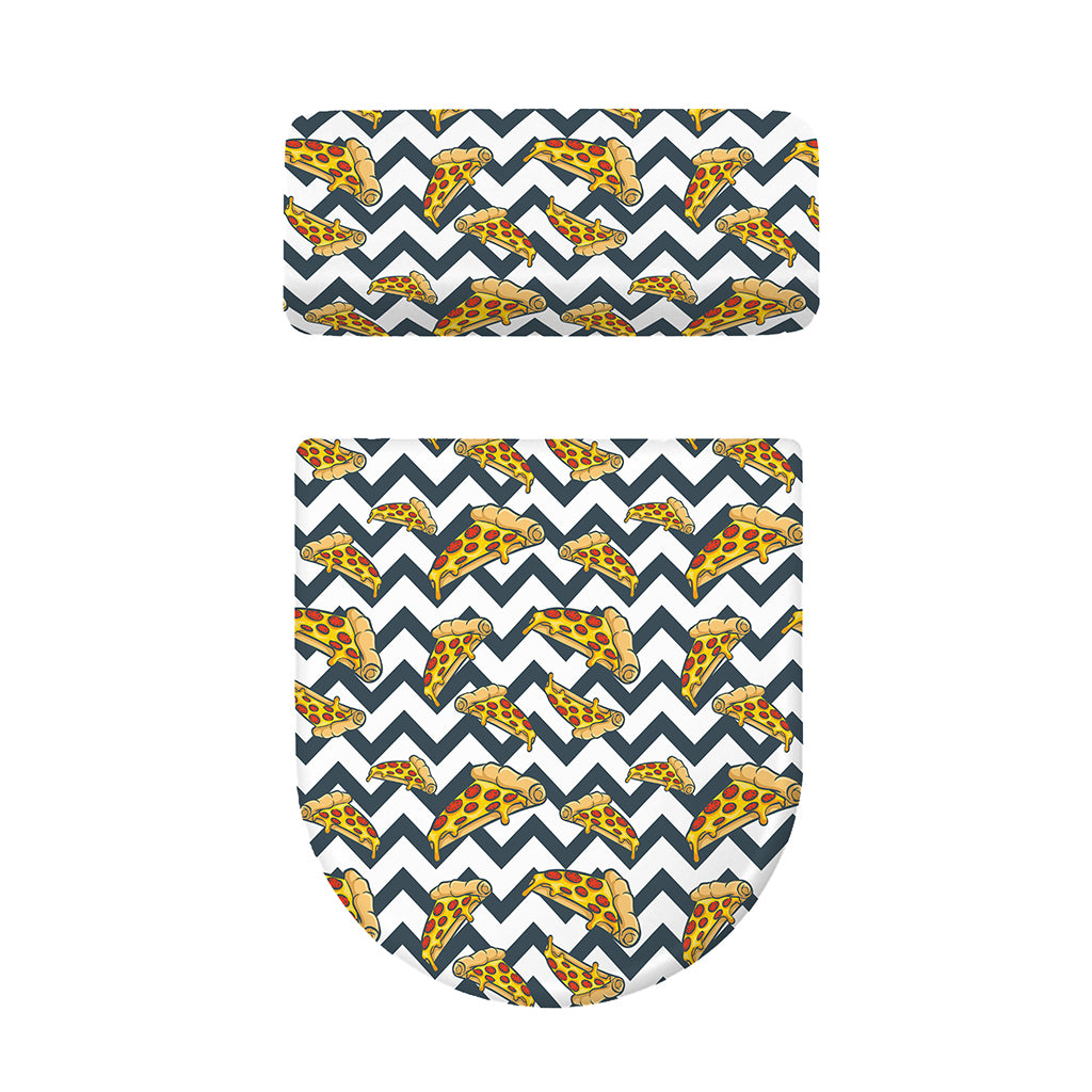 Zigzag Pizza Pattern Print Toilet Lid And Tank Cover Set
