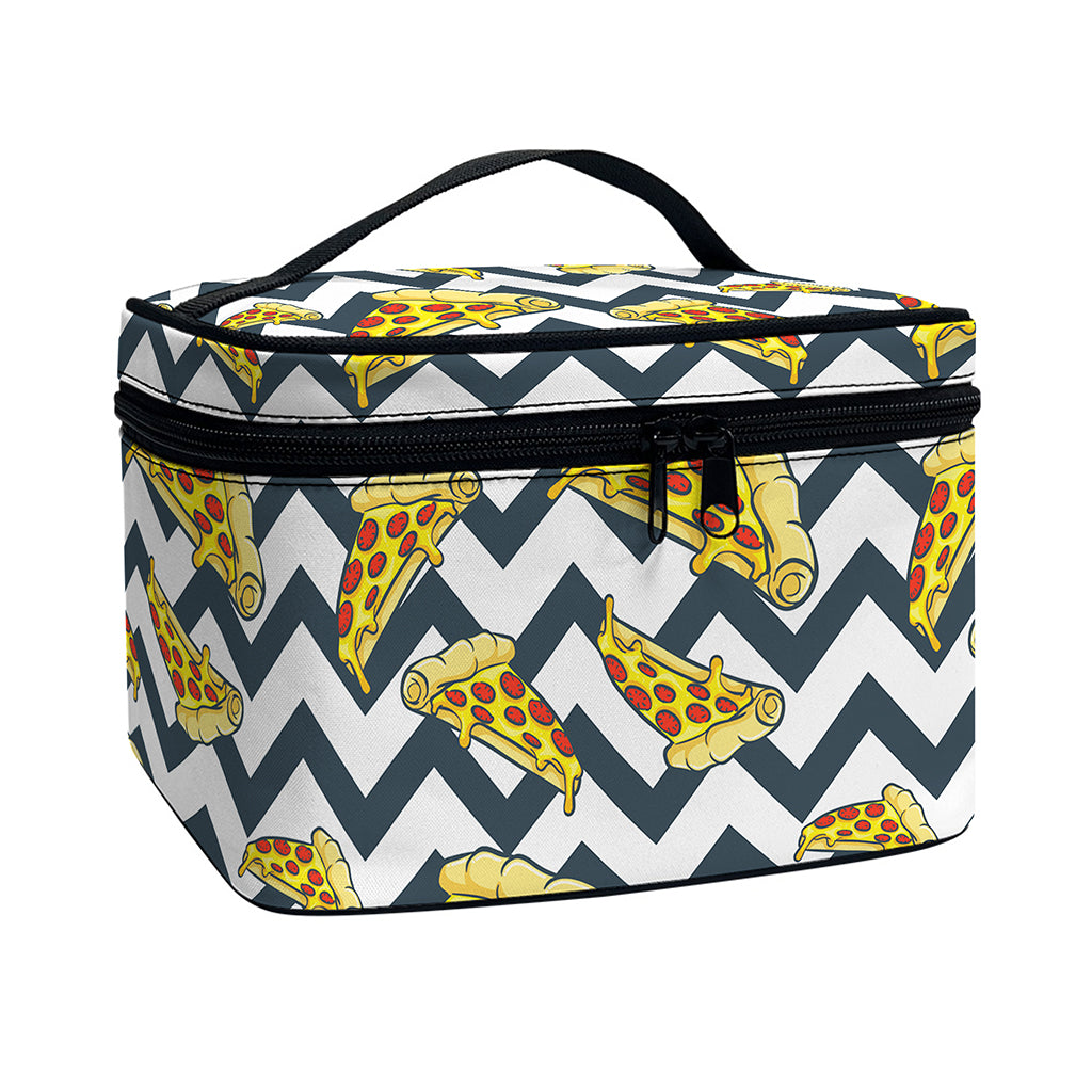 Zigzag Pizza Pattern Print Travel Makeup Bag