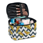 Zigzag Pizza Pattern Print Travel Makeup Bag